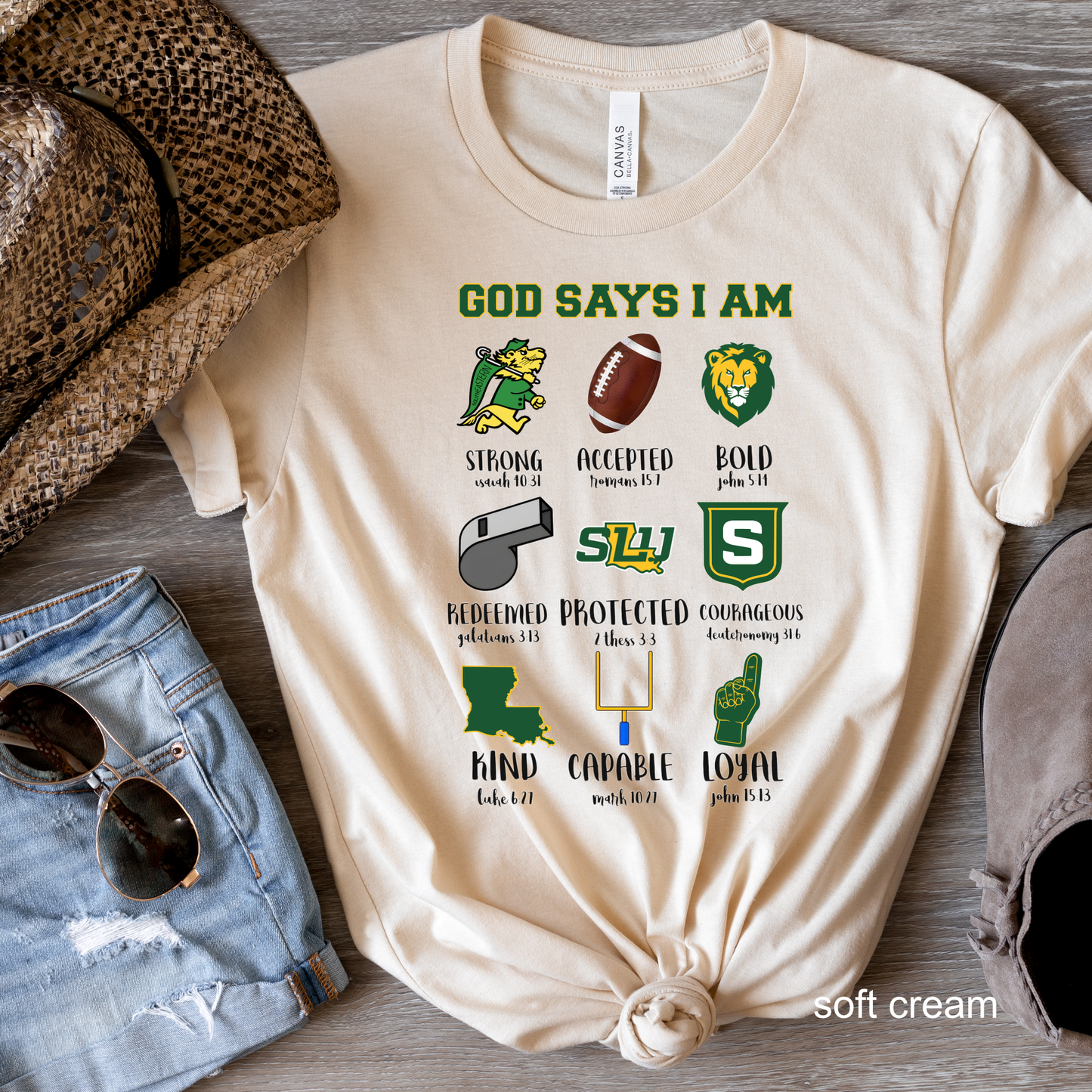 God Says I Am - SLU - Lions - Green & Gold - Adult & Youth Tee