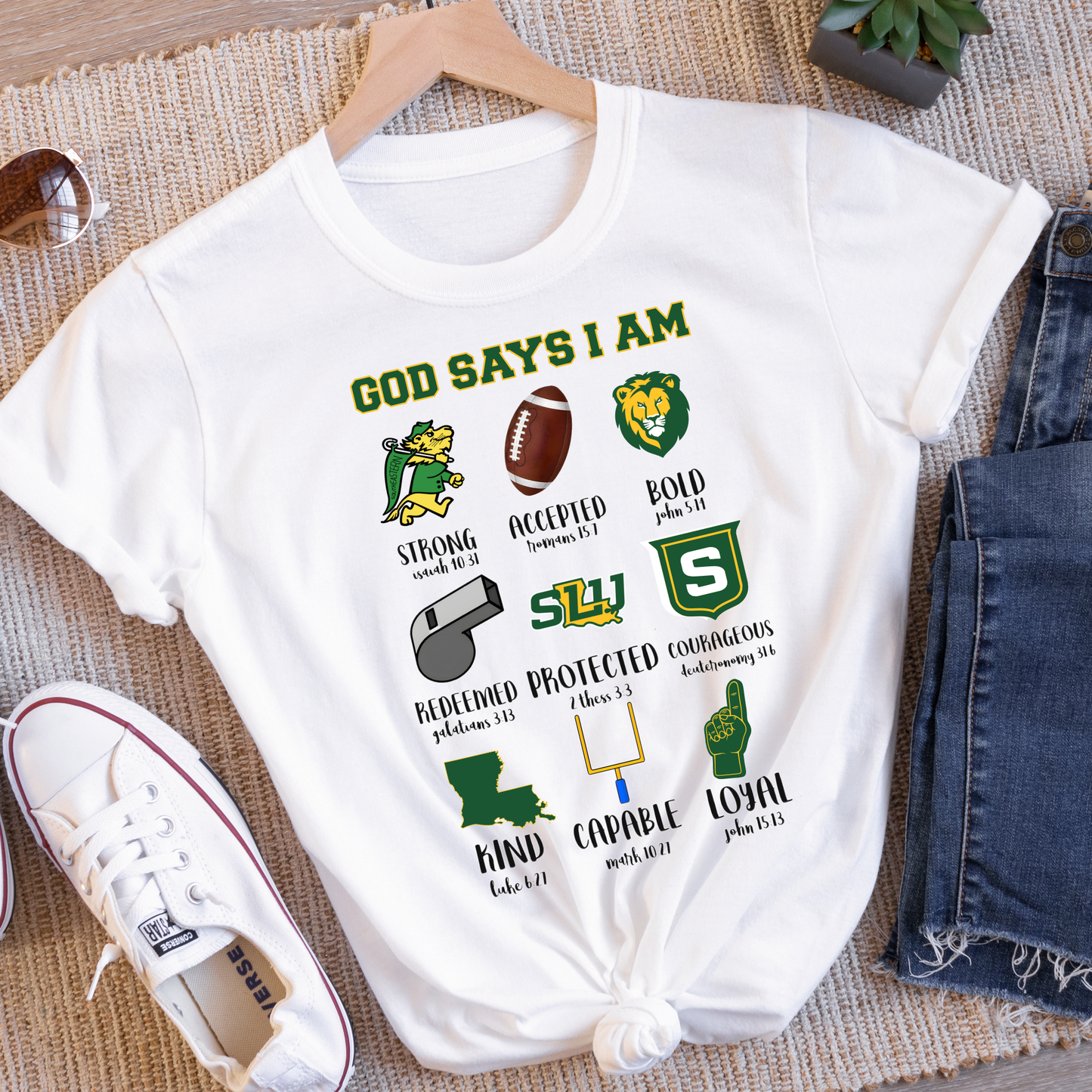 God Says I Am - SLU - Lions - Green & Gold - Adult & Youth Tee