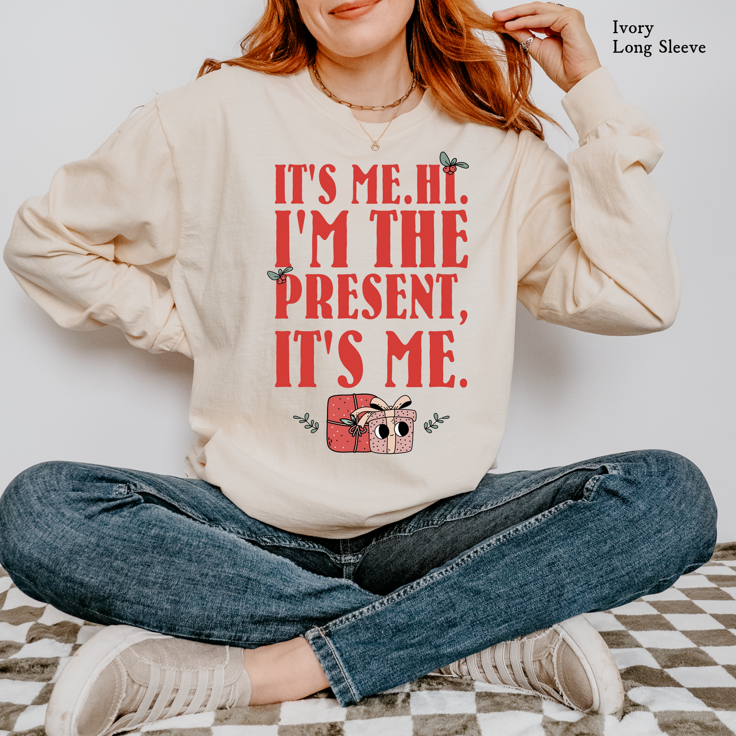 I'm The Present, It's Me | Christmas Comfort Color Long Sleeve Graphic Tees