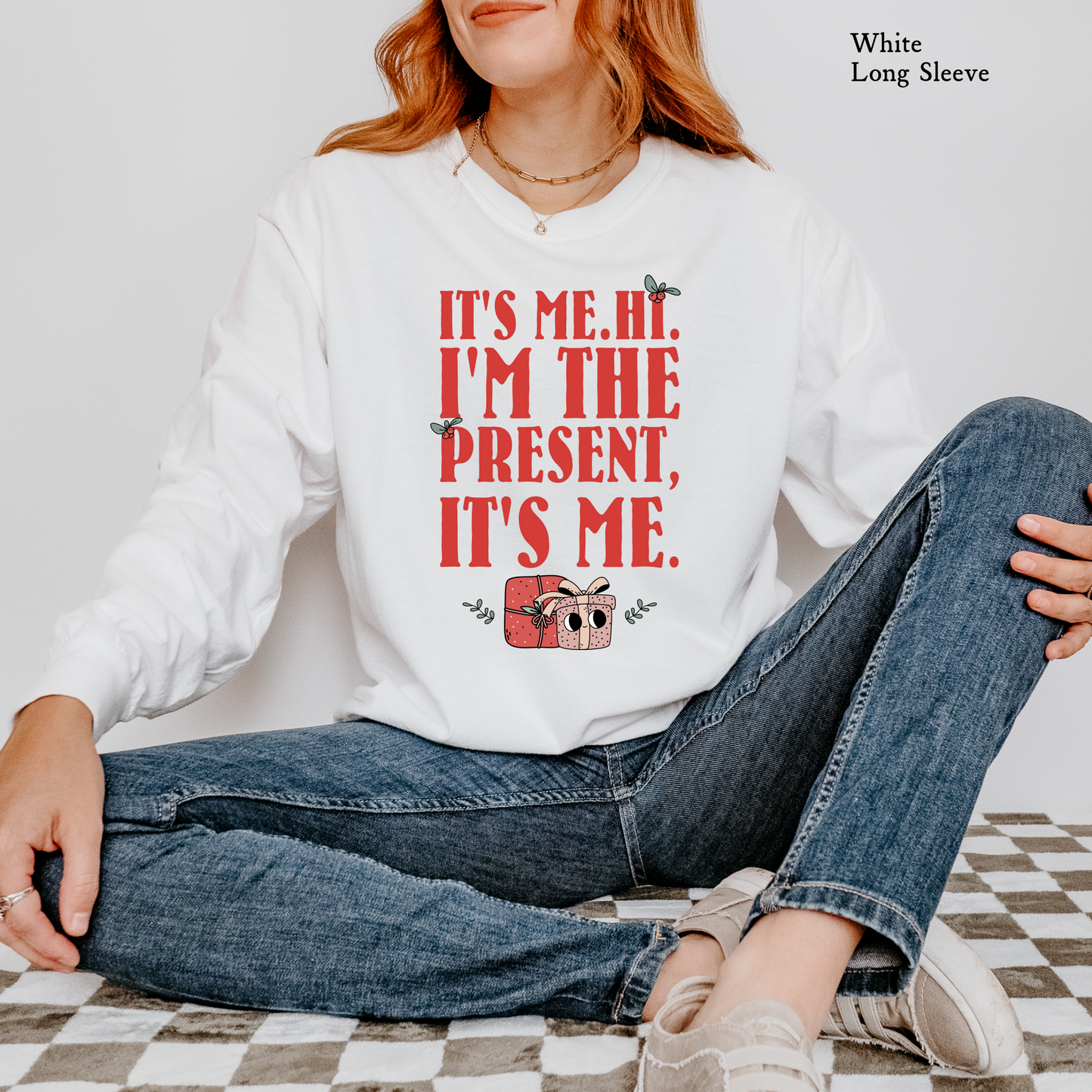 I'm The Present, It's Me | Christmas Comfort Color Long Sleeve Graphic Tees