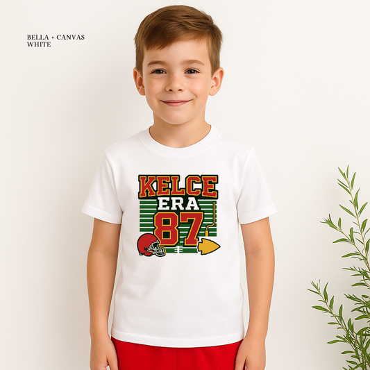 Kelce Era 87 football shirt with helmet and arrowhead design