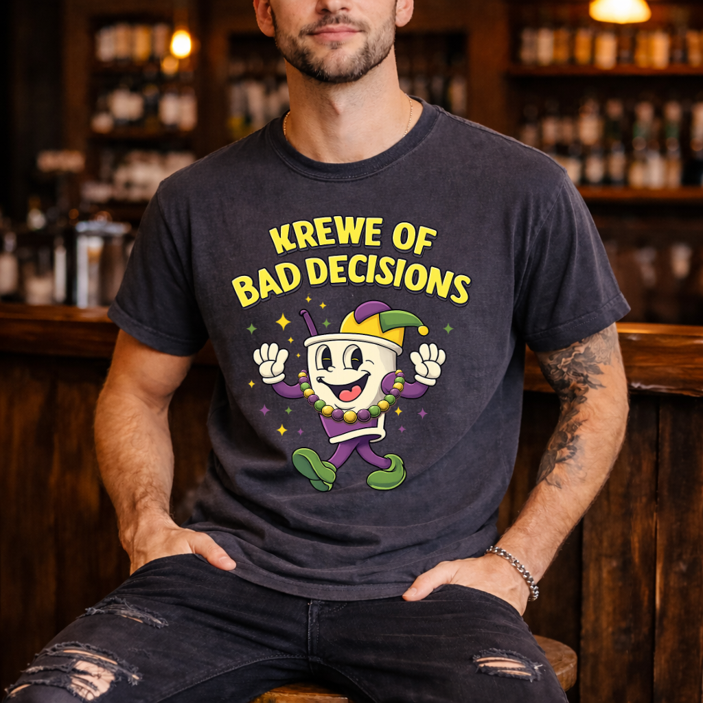 Men’s Mardi Gras Graphic Tee Funny Carnival Shirt Pepper Color
