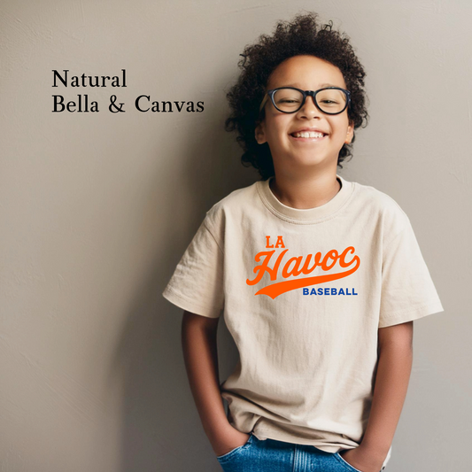 LA Havoc Baseball youth shirt in natural Bella + Canvas