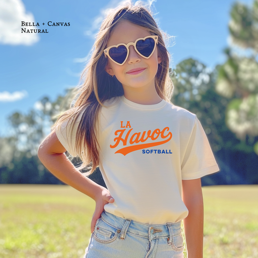 LA Havoc softball youth shirt in natural Bella + Canvas