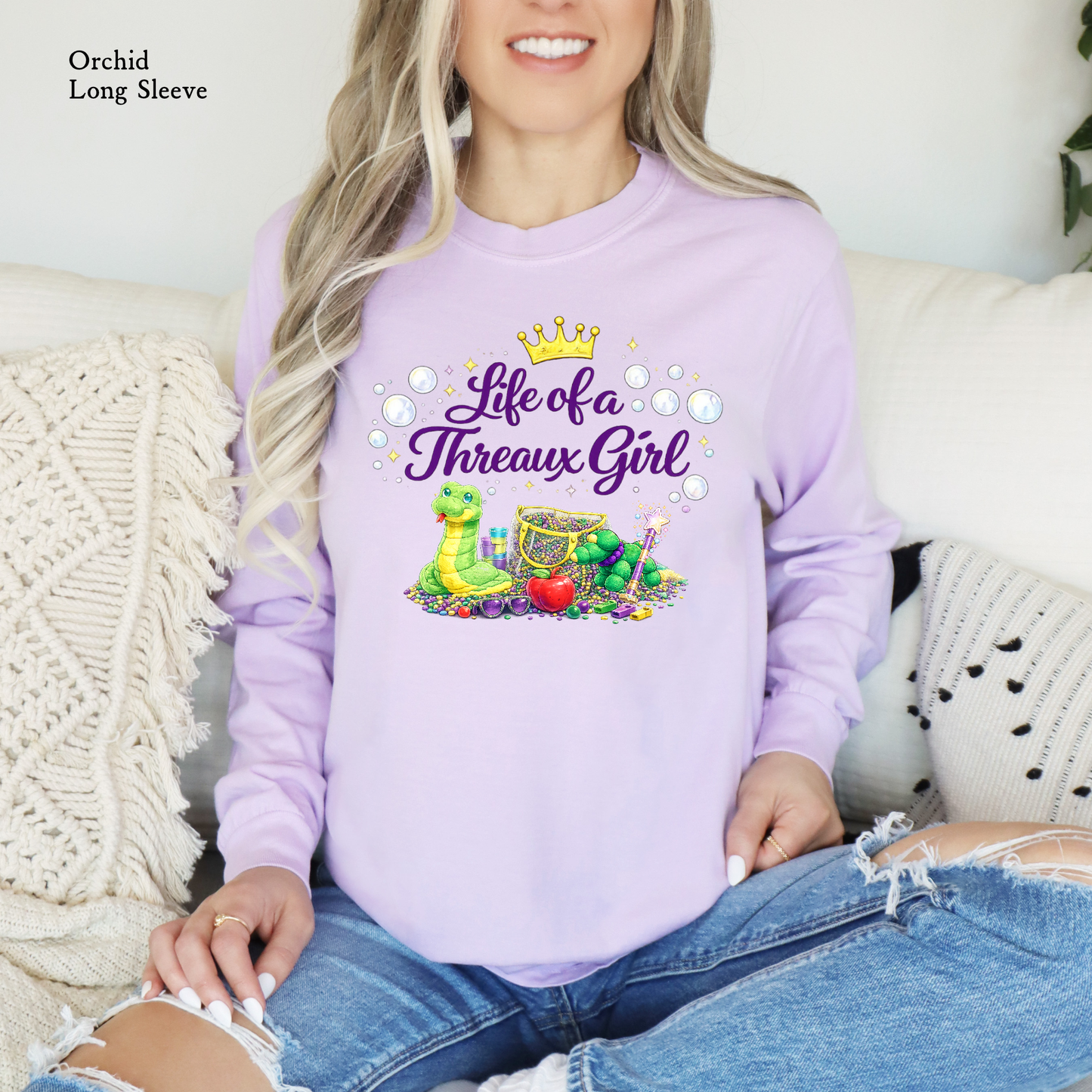 Life of a Threaux Girl – Krewe of Eve Mardi Gras Long Sleeve T-Shirt