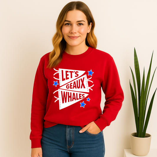 Mandeville Elementary Let's Geaux Whales Pennant Flag Sweatshirt