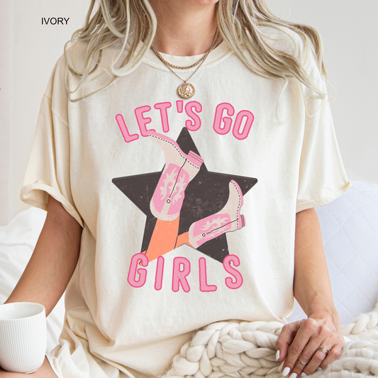 Let's Go Girls | Cowboy| Bridal Party | Bachelorette Party | Comfort Color Short Sleeve Graphic Tees