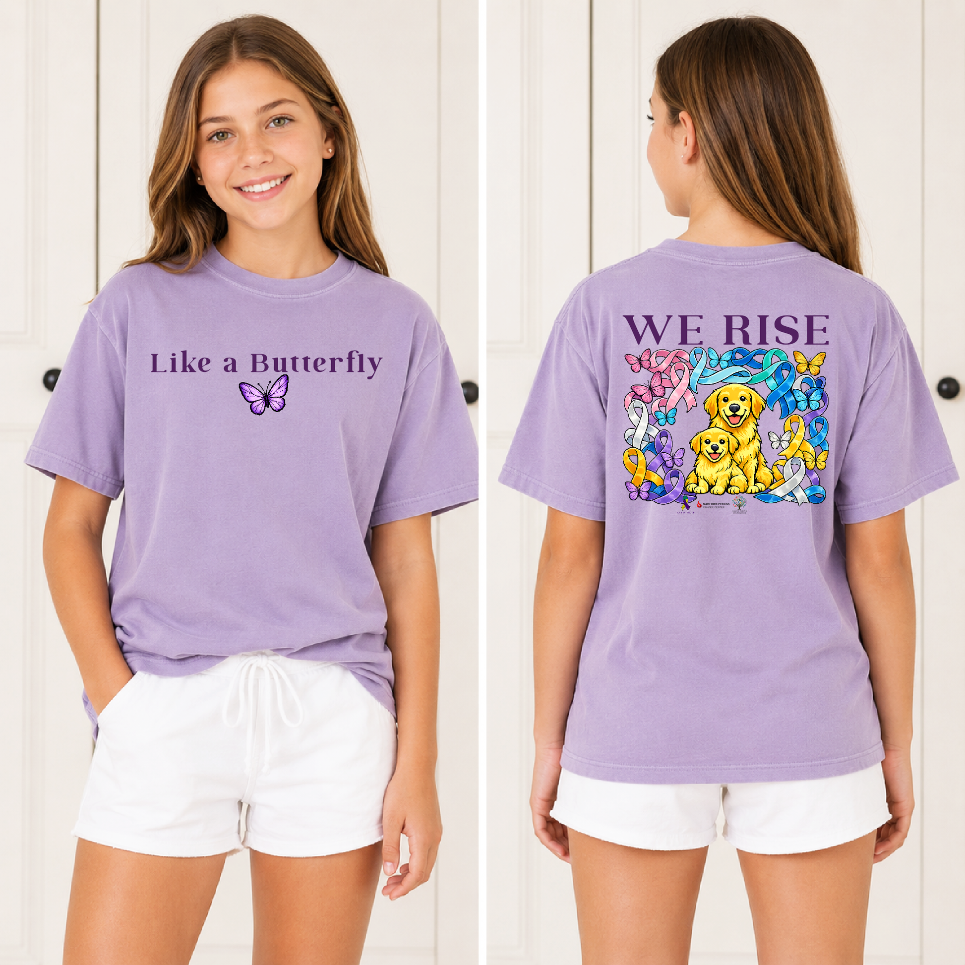 Like a Butterfly We Rise Geaux Fight cancer awareness T-shirt