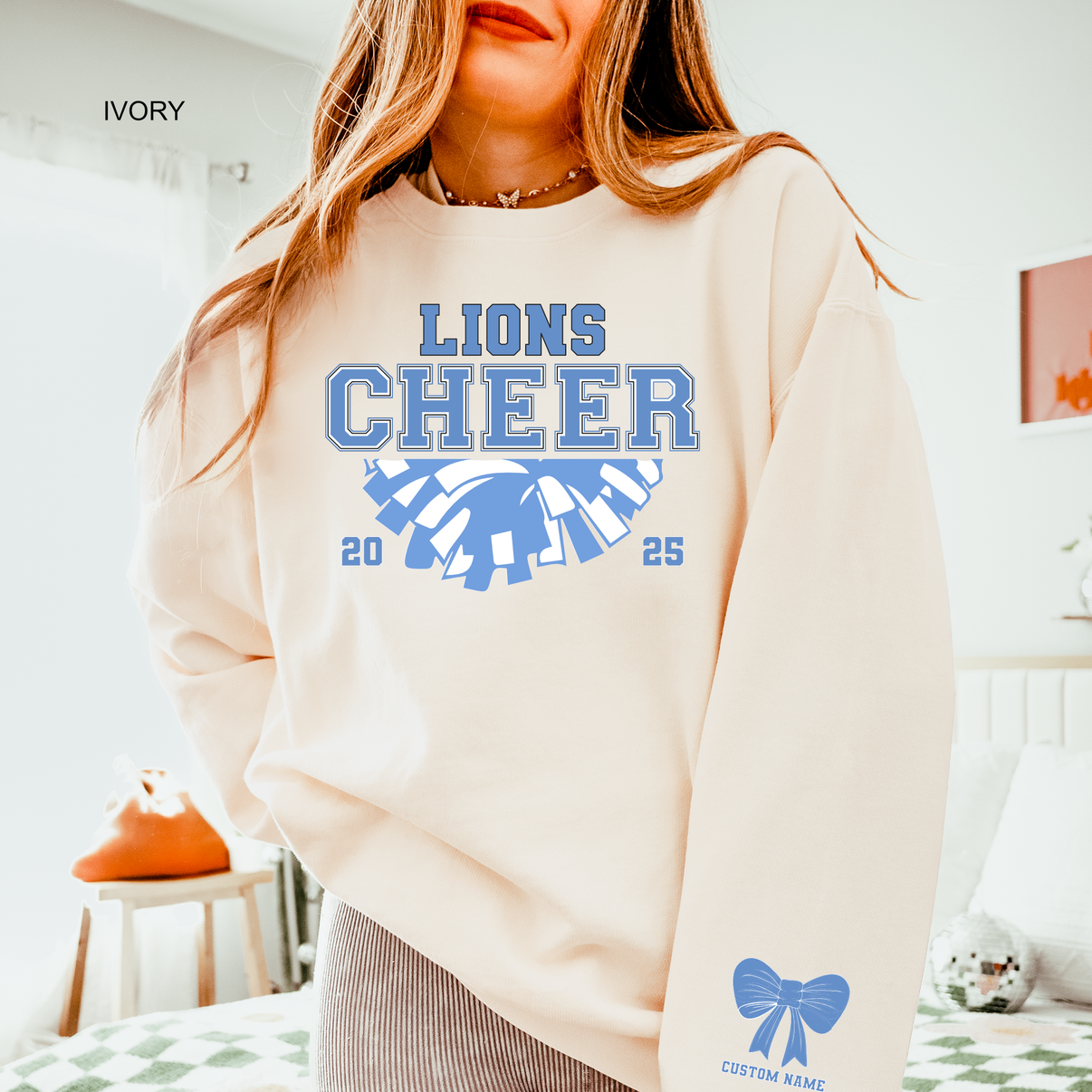 Lions Cheer | Custom Sleeve Name | Comfort Color Sweatshirt – The ...