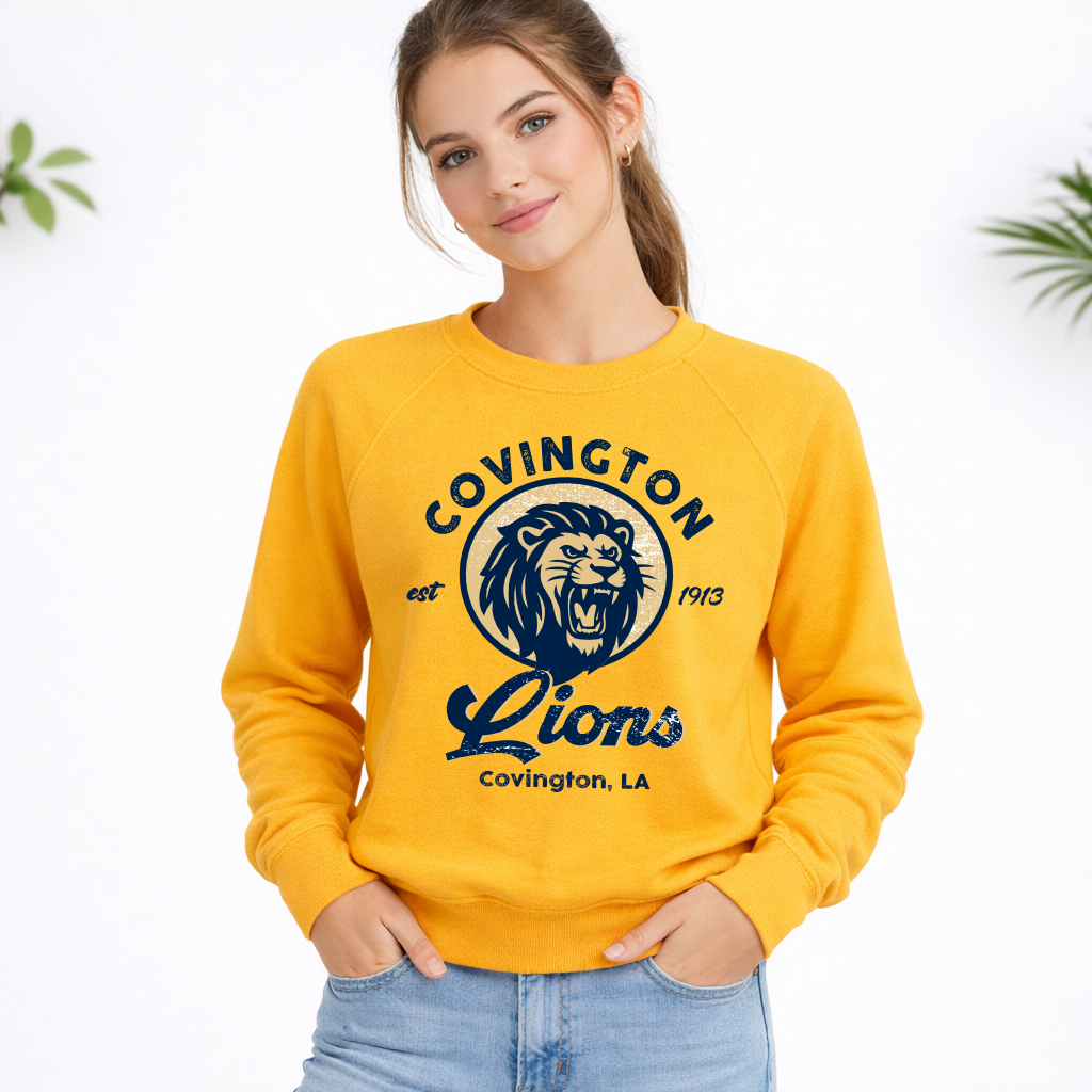 Covington High Lions vintage crest raglan sweatshirt