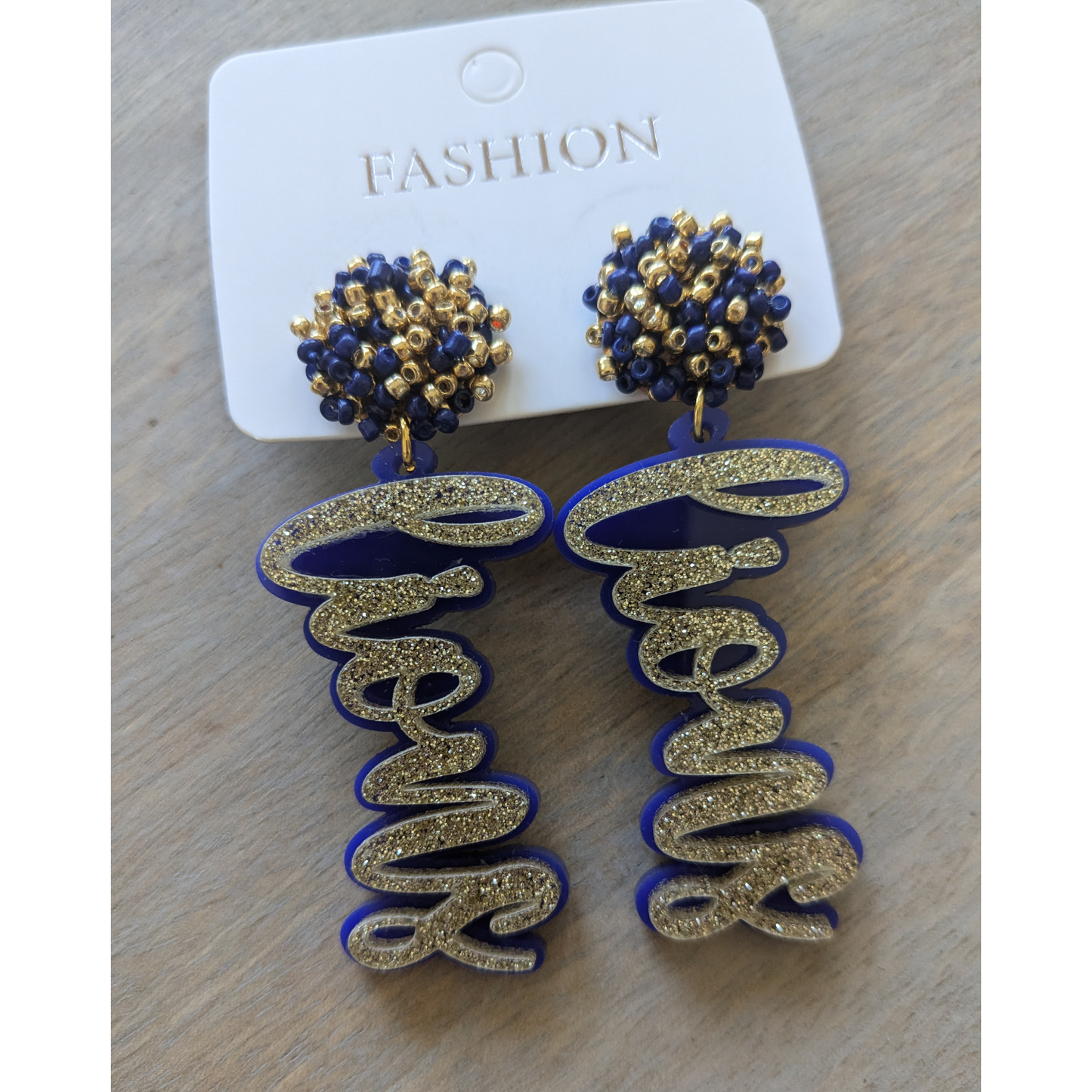 Lions | Covington High | Game Day | Dangle Acrylic Handmade Earrings | Beaded Topper