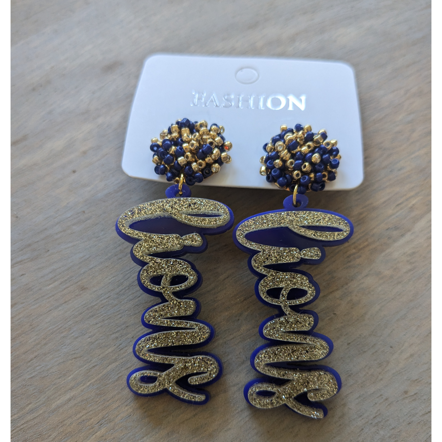 Lions | Covington High | Game Day | Dangle Acrylic Handmade Earrings | Beaded Topper