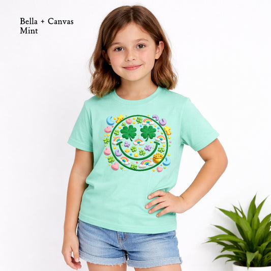 Youth lucky charm smiley face St. Patrick’s Day T-shirt graphic