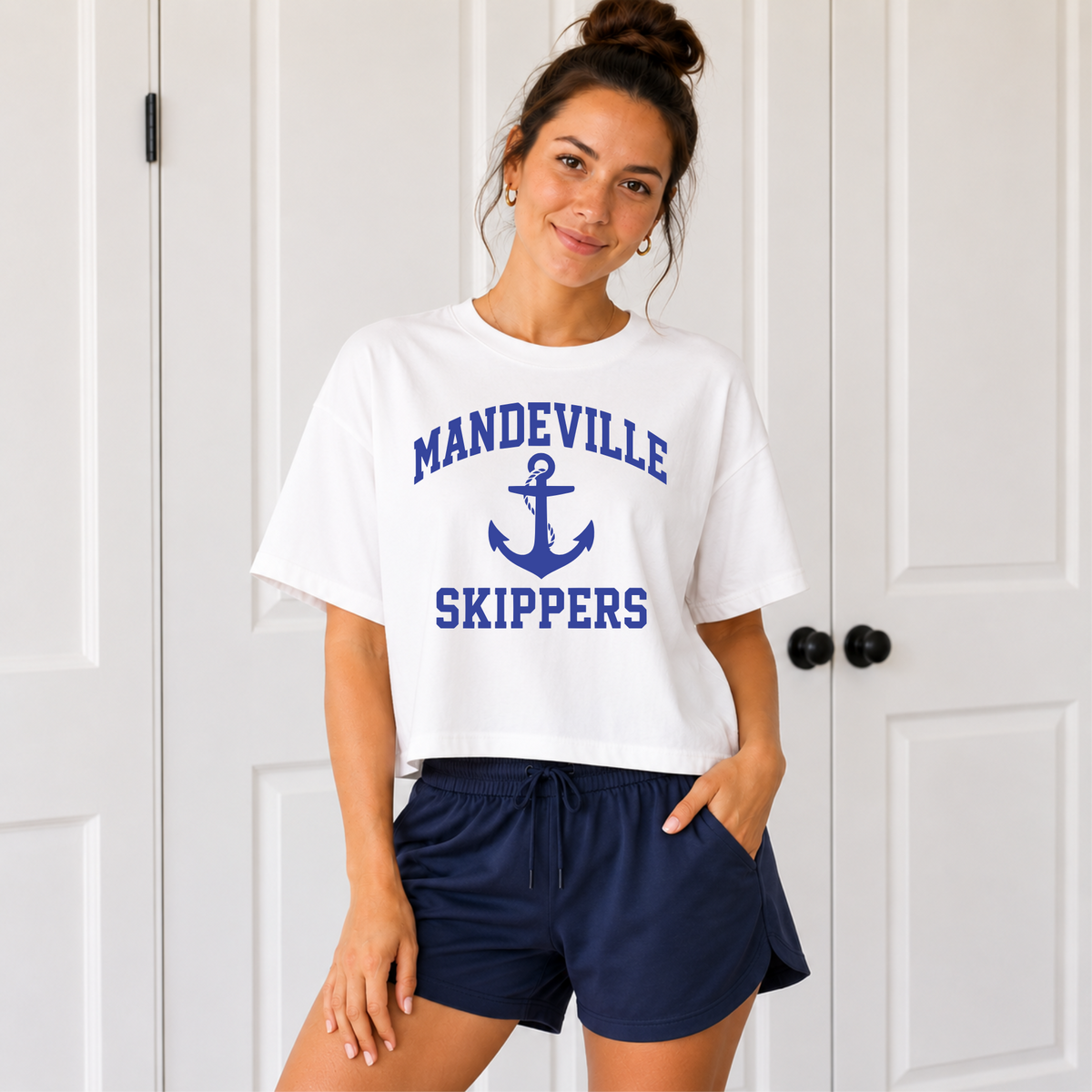 Mandeville Skippers Boxy Tee – Classic Anchor Mascot Spirit Wear