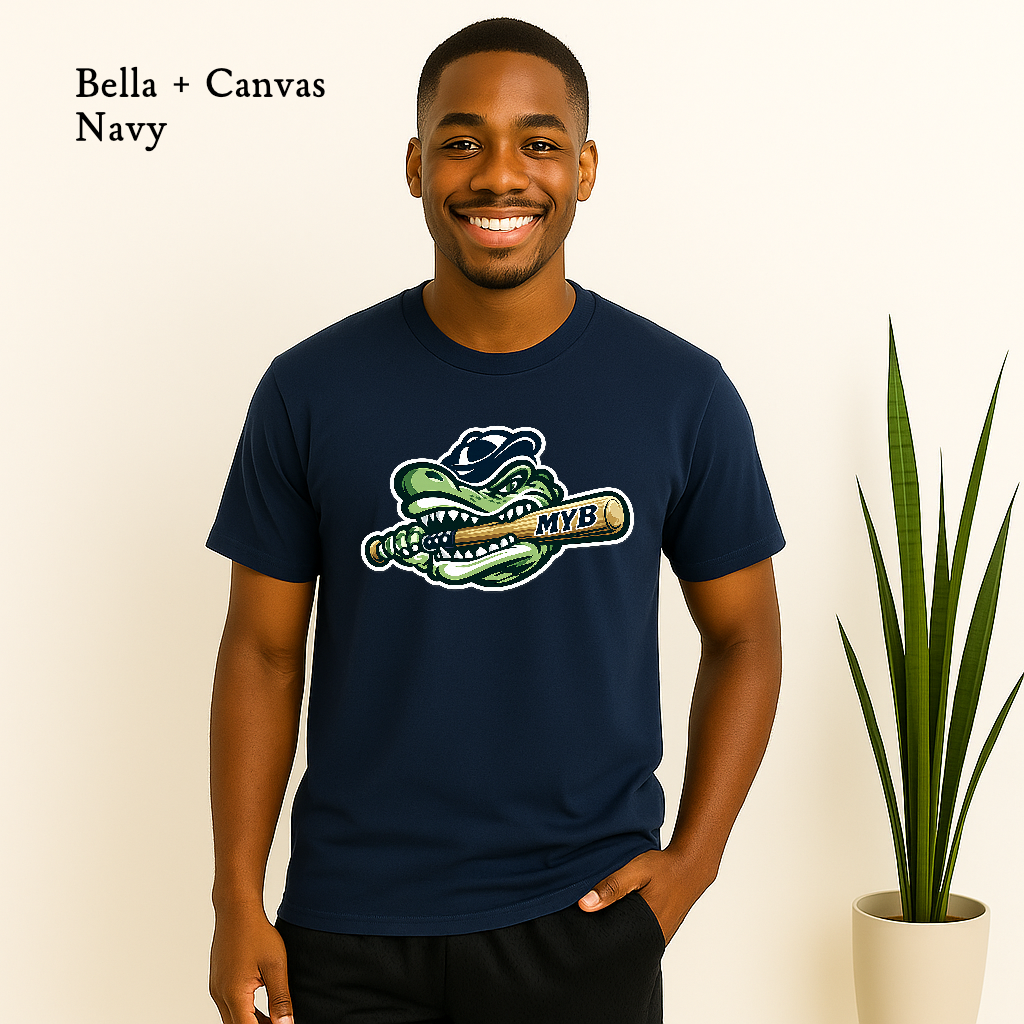 Madisonville Youth Boosters Gators baseball T-shirt with alligator bat logo MYB design