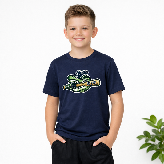 Madisonville Youth Boosters Gators youth baseball shirt mascot bat design