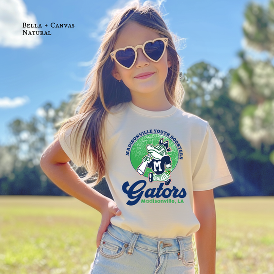 Madisonville Youth Boosters Gators shirt with a vintage circle mascot design

