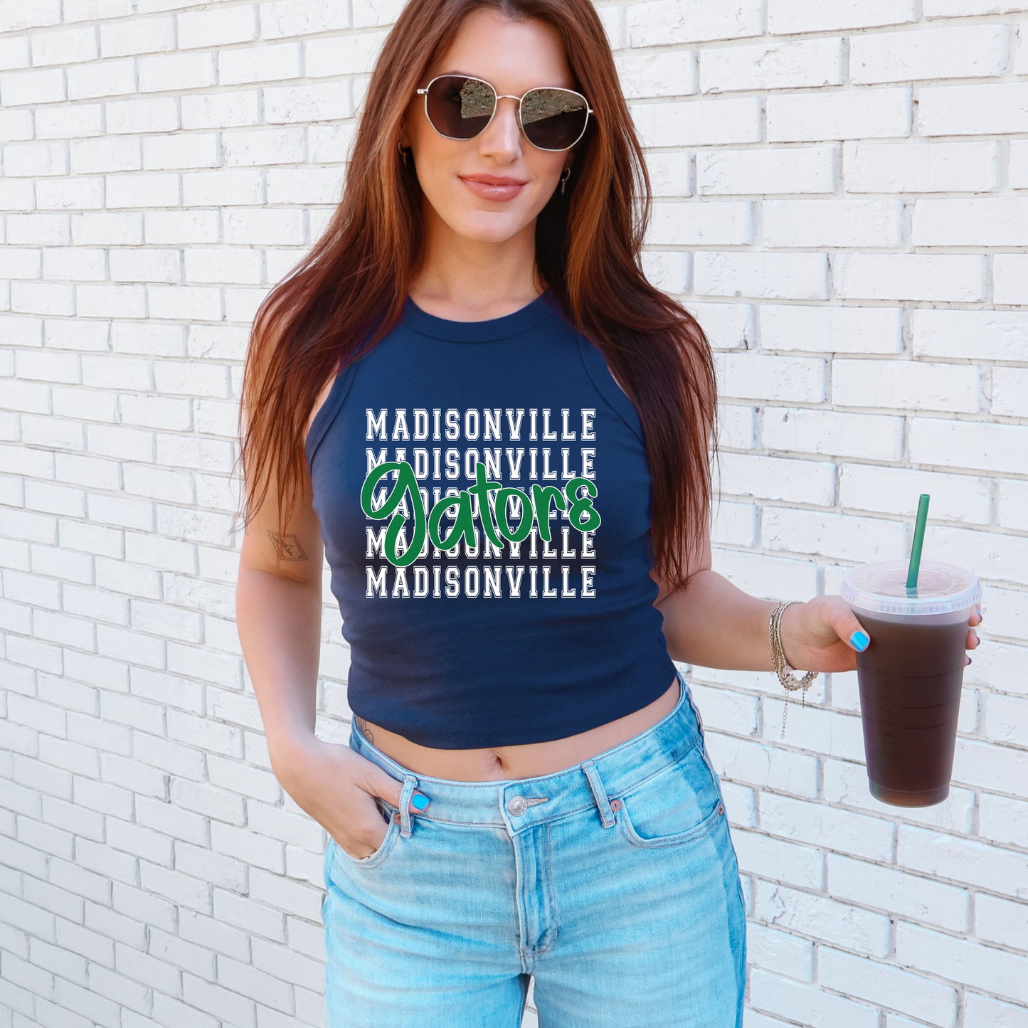 Madisonville Gators Stacked Lettering | Crop Top Tank
