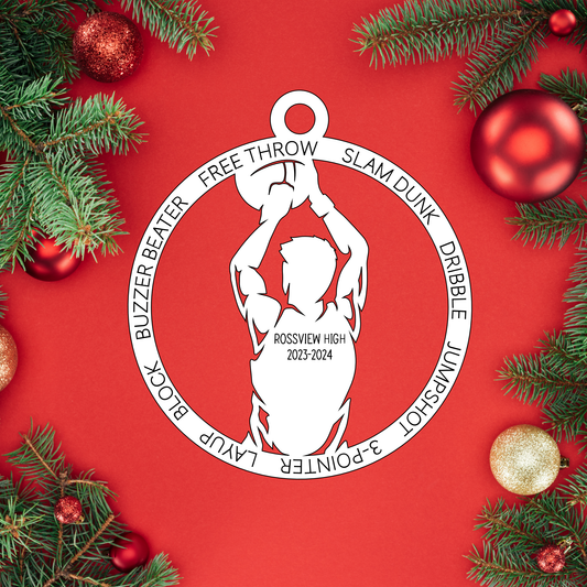 Male Basketball Ornament | Rossview School Christmas Ornaments