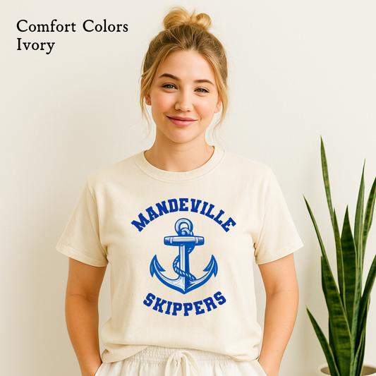 Mandeville Skippers Tee – Classic Anchor Mascot Spiritwear