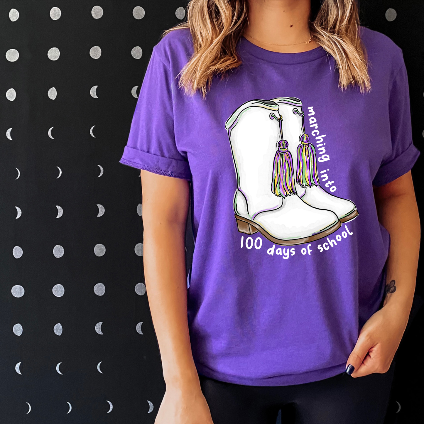 Marching Into 100 Days Shirt – Mardi Gras 100 Days of School Tee