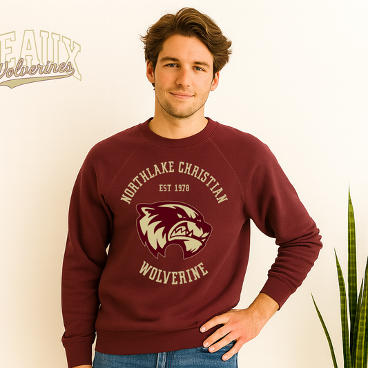 Northlake Christian EST 1978 Wolverine raglan sweatshirt

