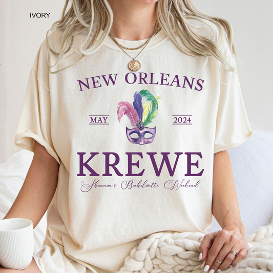 New Orleans Krewe _ Mask  | Bridal Party | Bachelorette Party | Comfort Color Short Sleeve Graphic Tees