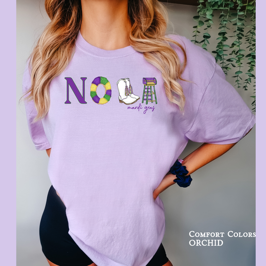 NOLA | Icons Mardi Gras| Comfort Color Short Sleeve Graphic Tees