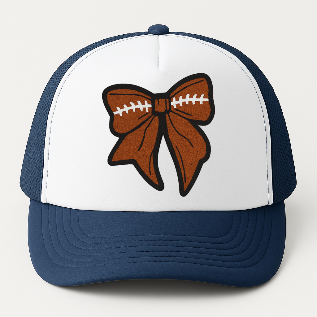 Coquette Football Bow - Adjustable Mesh  Navy Trucker Hat