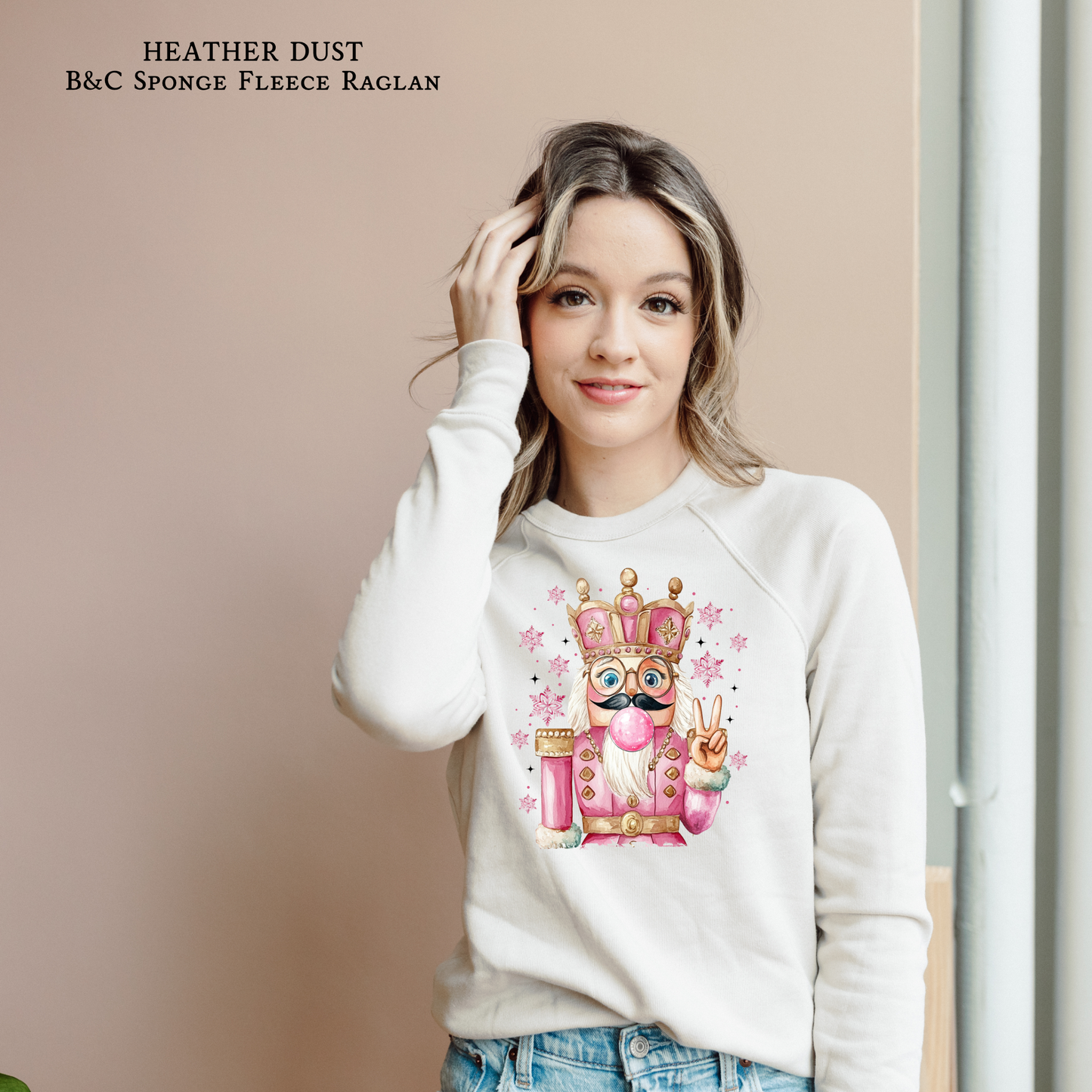 Bubble Blowing Pink Nutcracker | Raglan Sweatshirt