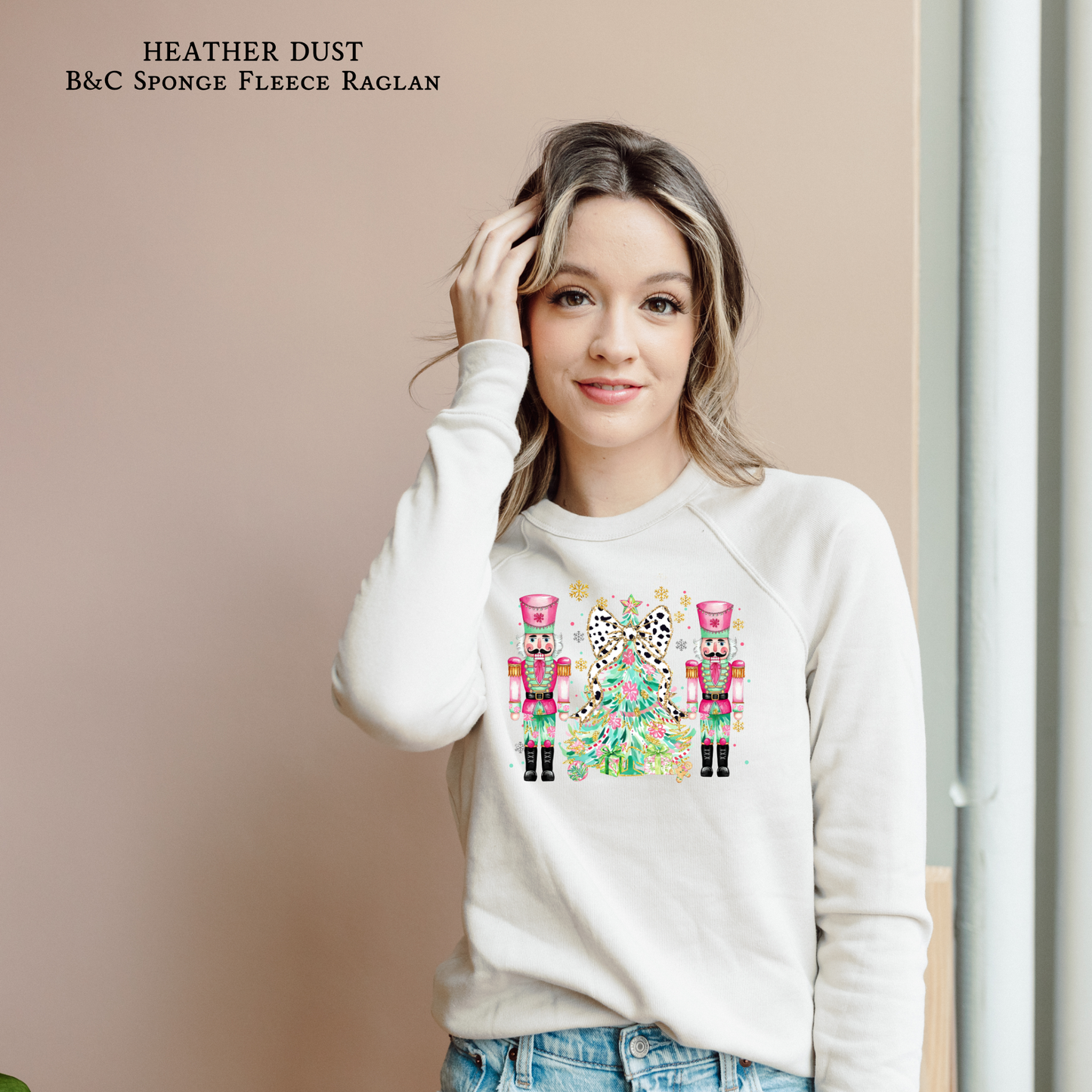 Nutcrackers & Christmas Tree | Bow | Raglan Bella & Canvas Sweatshirt