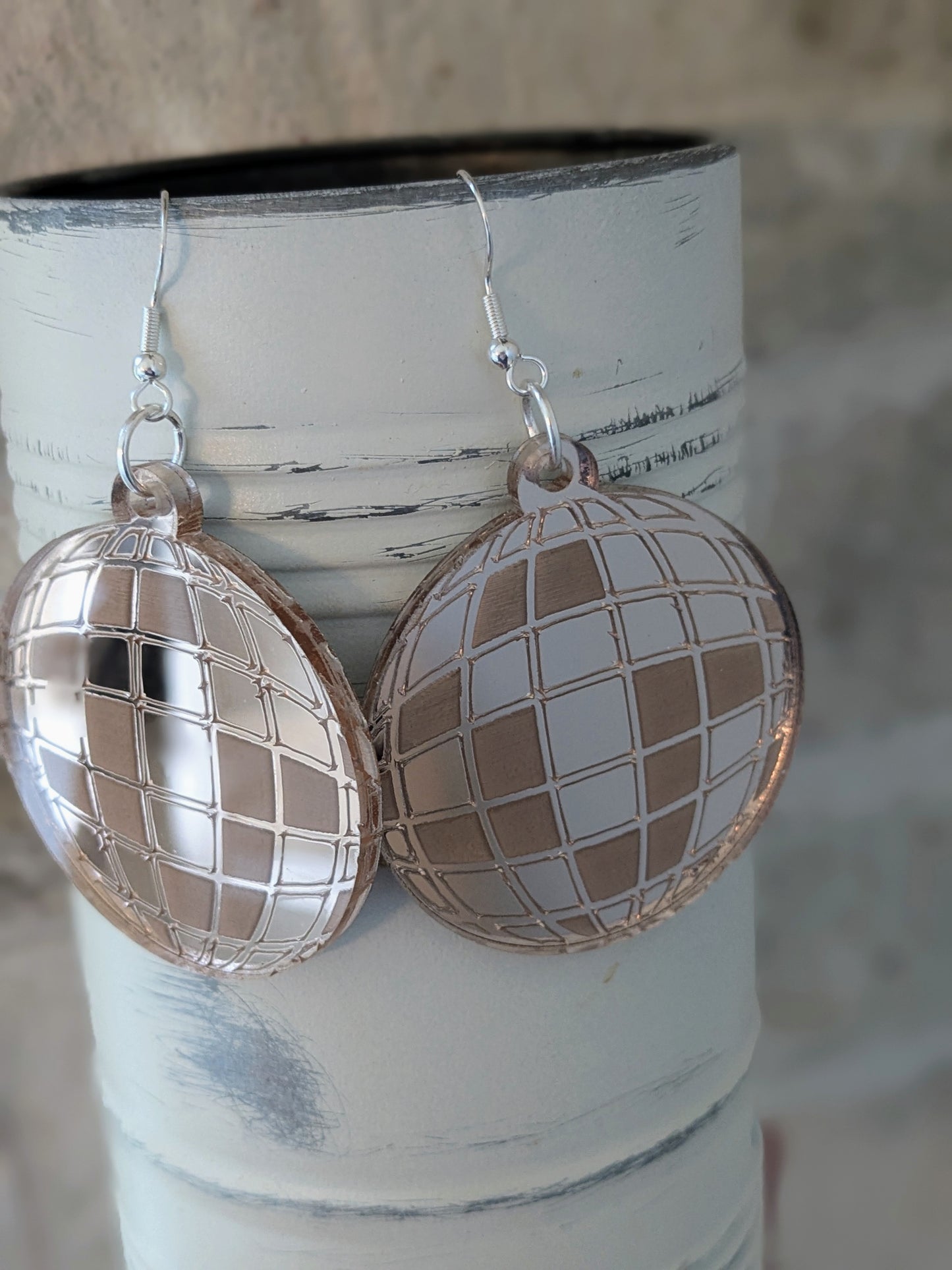 Disco Pink Mirror Acrylic | Hypoallergenic | Dangle Earrings | Handmade