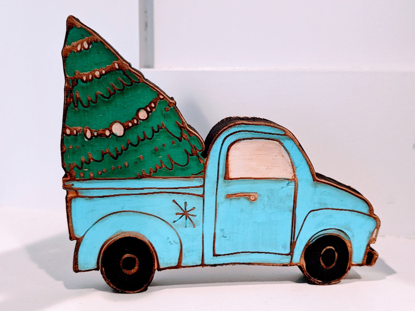 Handpainted Christmas Tree Trucks | Shelf Sitter | Christmas Decor