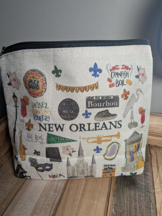 Taste of New Orleans Canvas Makeup |Organizer | Cosmetic Bag | Gift | Local Landmarks