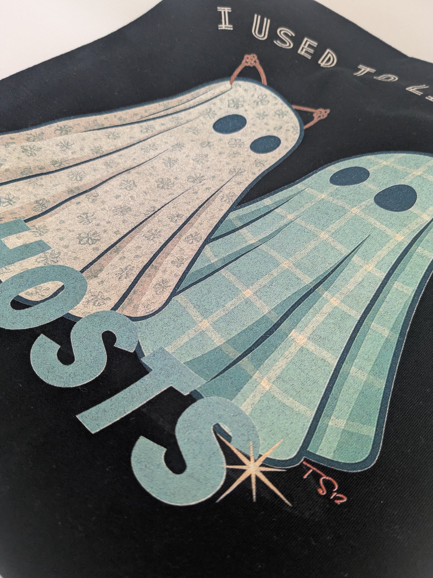 Side view of print of I used to live with ghost tee
