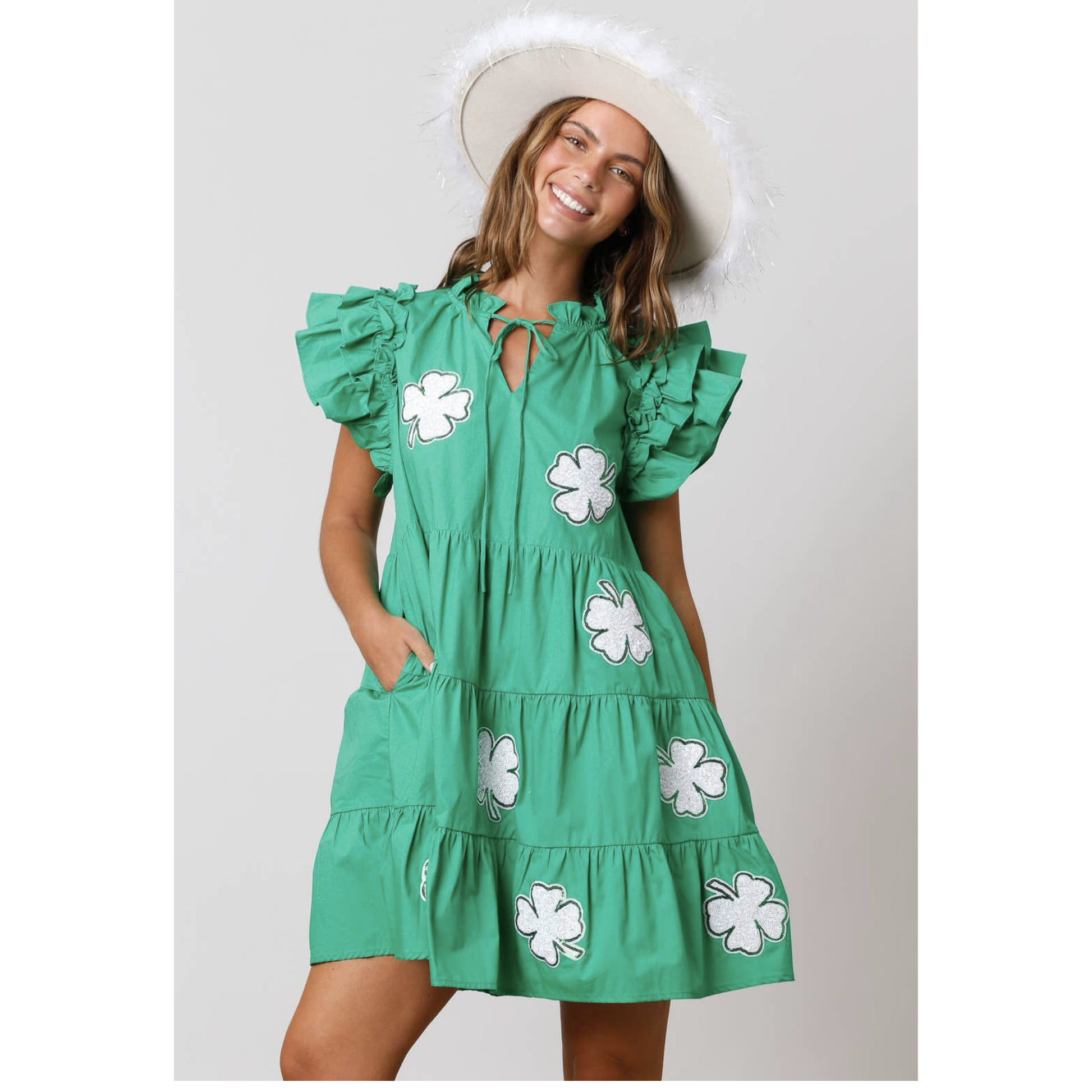 st patrick's day sequin dress Glitter Sparkling Contrast Two Tone Sequins Print Hawaii St. Patrick's Day Lace Up A Line Tank Dress