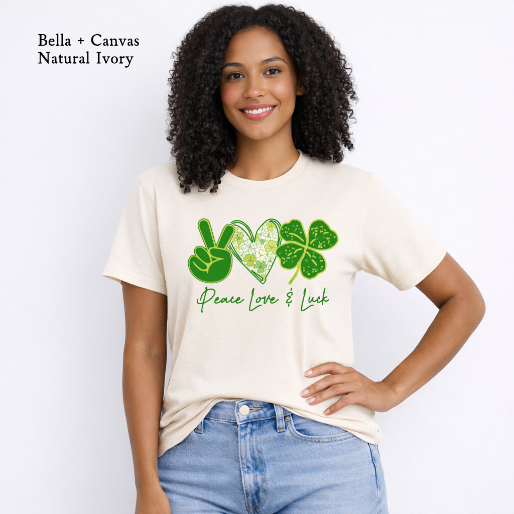 Peace Love Luck men’s St. Patrick’s Day tee