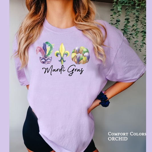 Mask Fleur de Lis King Cake Mardi Gras T-Shirt graphic