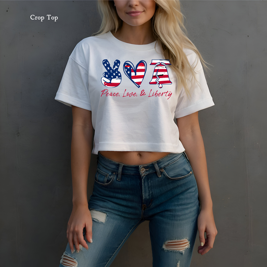 Peace Love Liberty | 4th of July | Patriotic | Crop Top