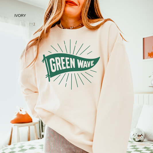 Ivory Pennant Flag Green Wave Sweatshirt