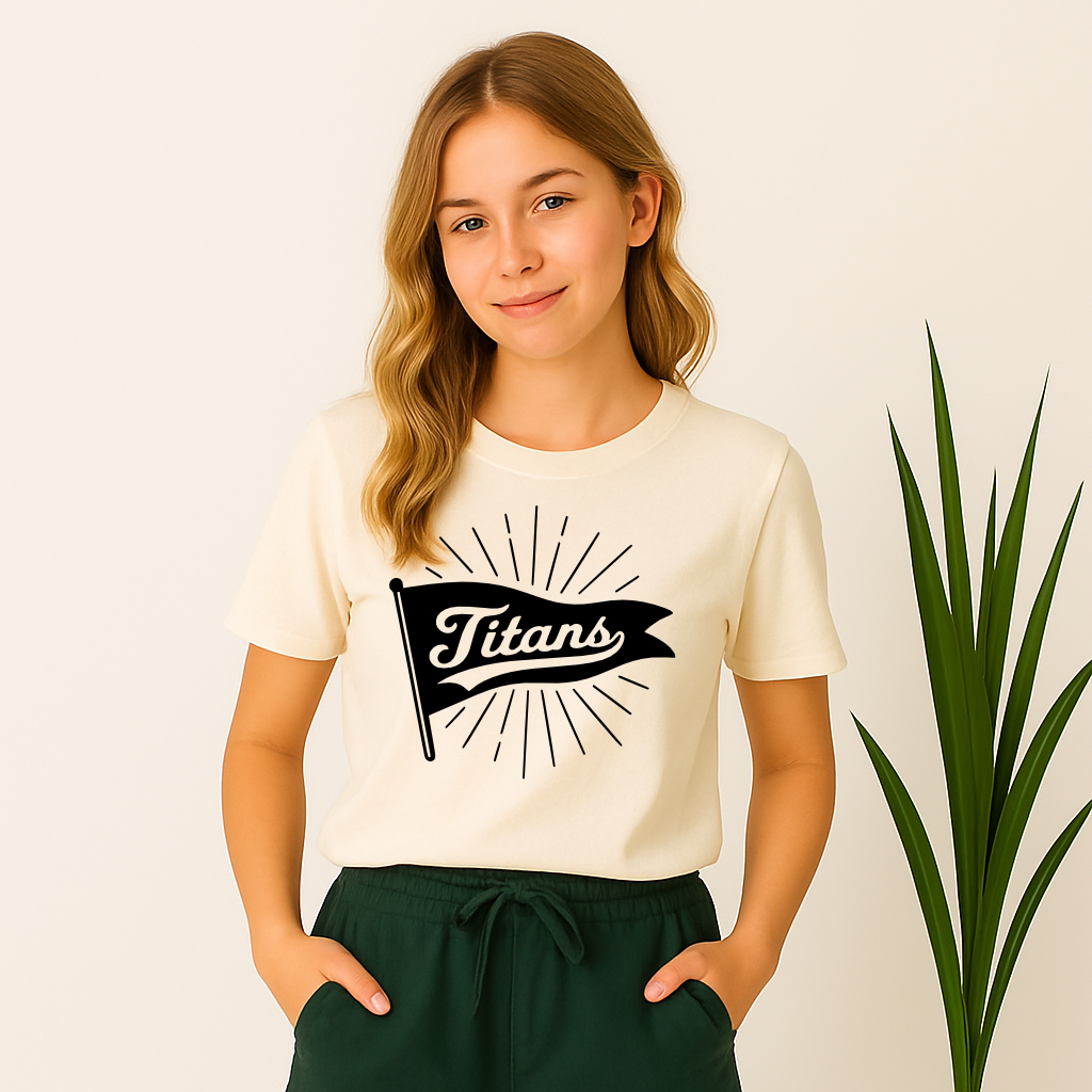 Titans flag graphic shirt for school events