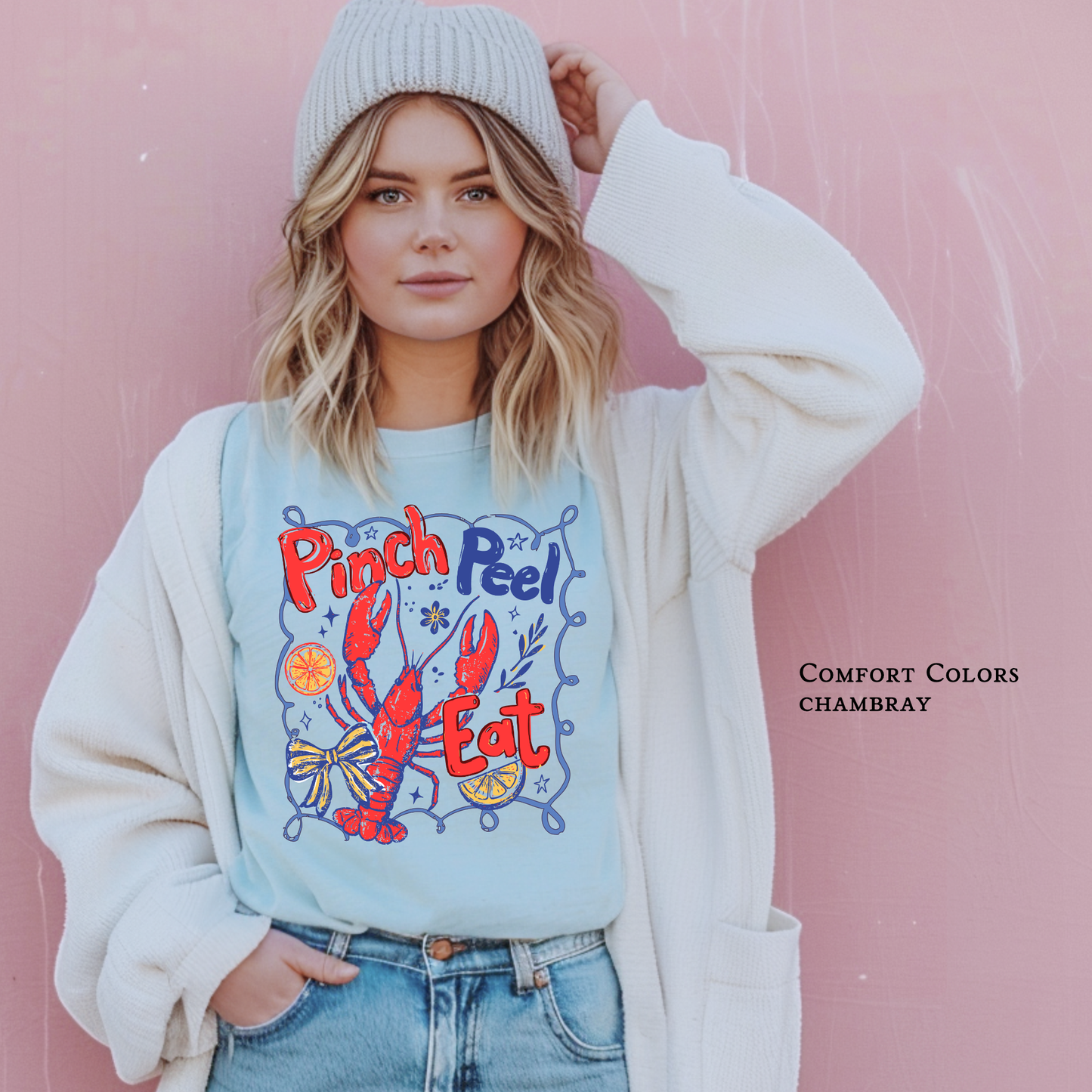 pinch peel eat shirt coastal crawfish graphic tee