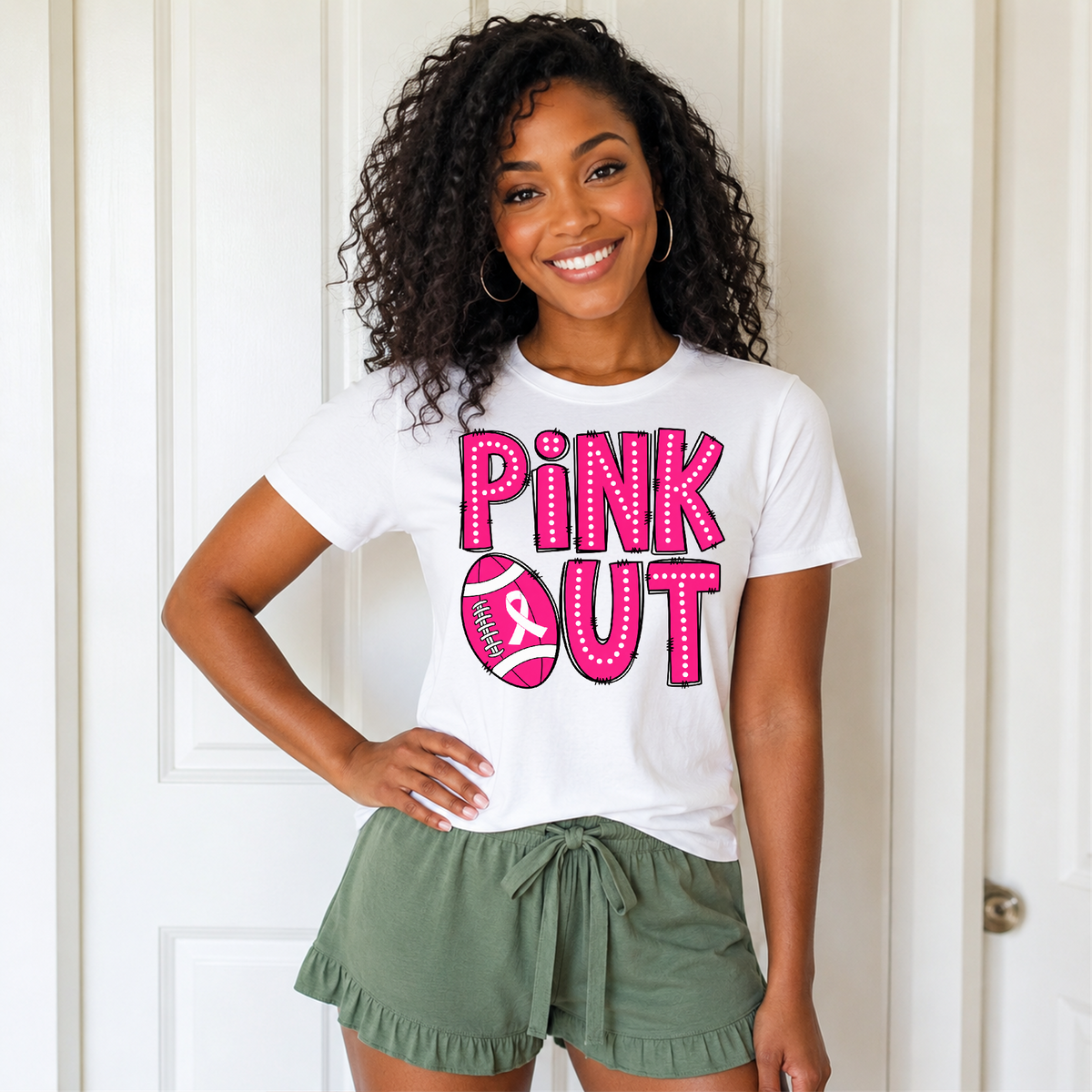 Pink Out Football Breast Cancer Awareness T-shirt