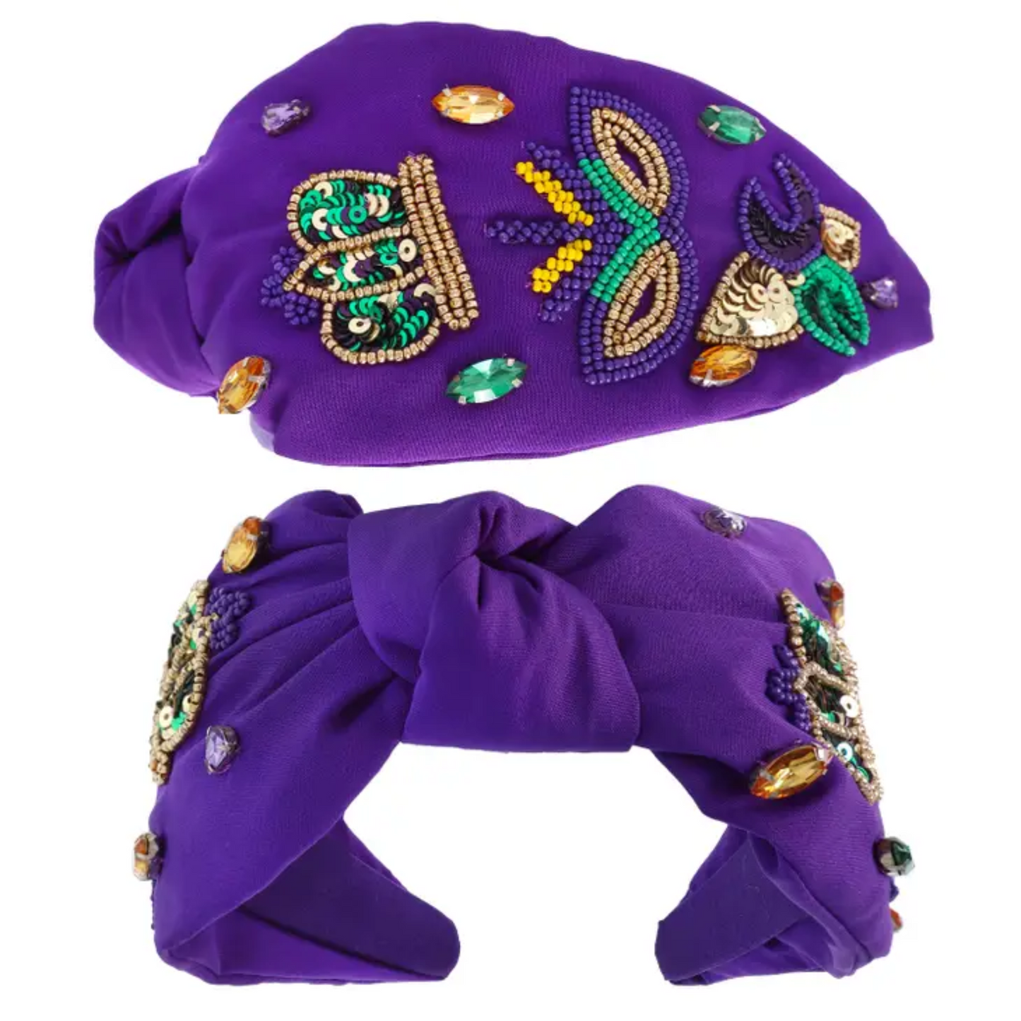 Beaded Mardi Gras Purple Headband