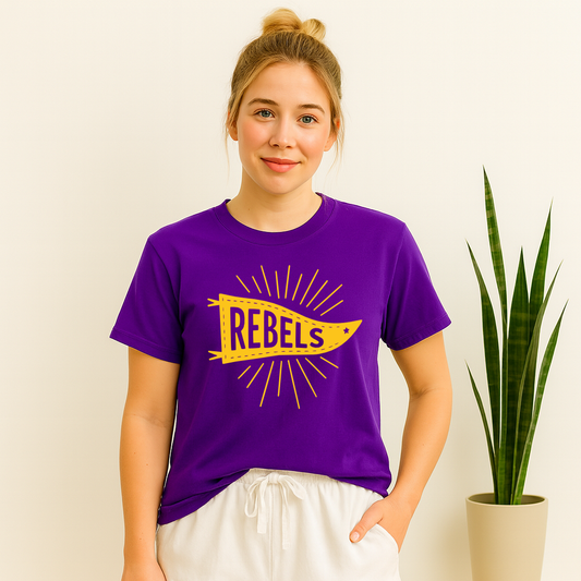 Rebels Pennant Flag design in purple for junior high pride