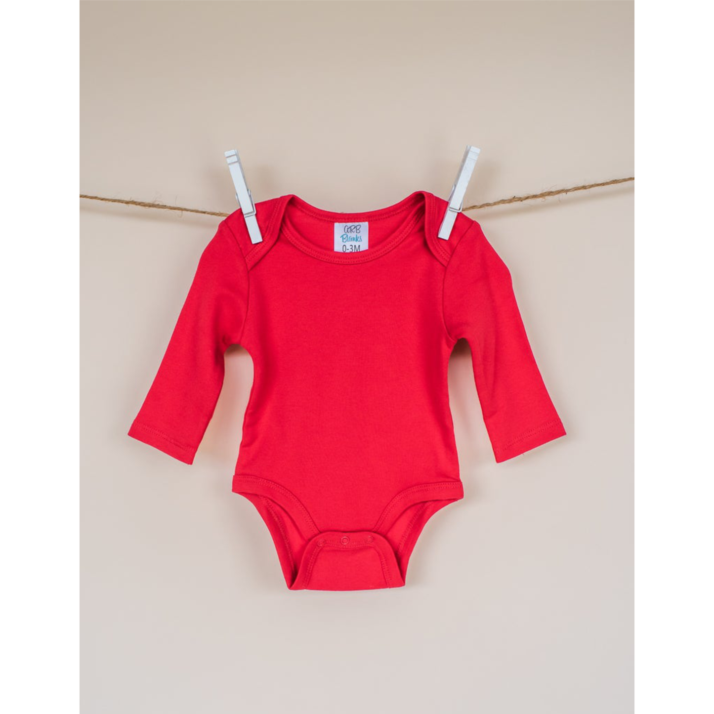 Red Long Sleeve Lap Shoulder Unisex Infant Bodysuit