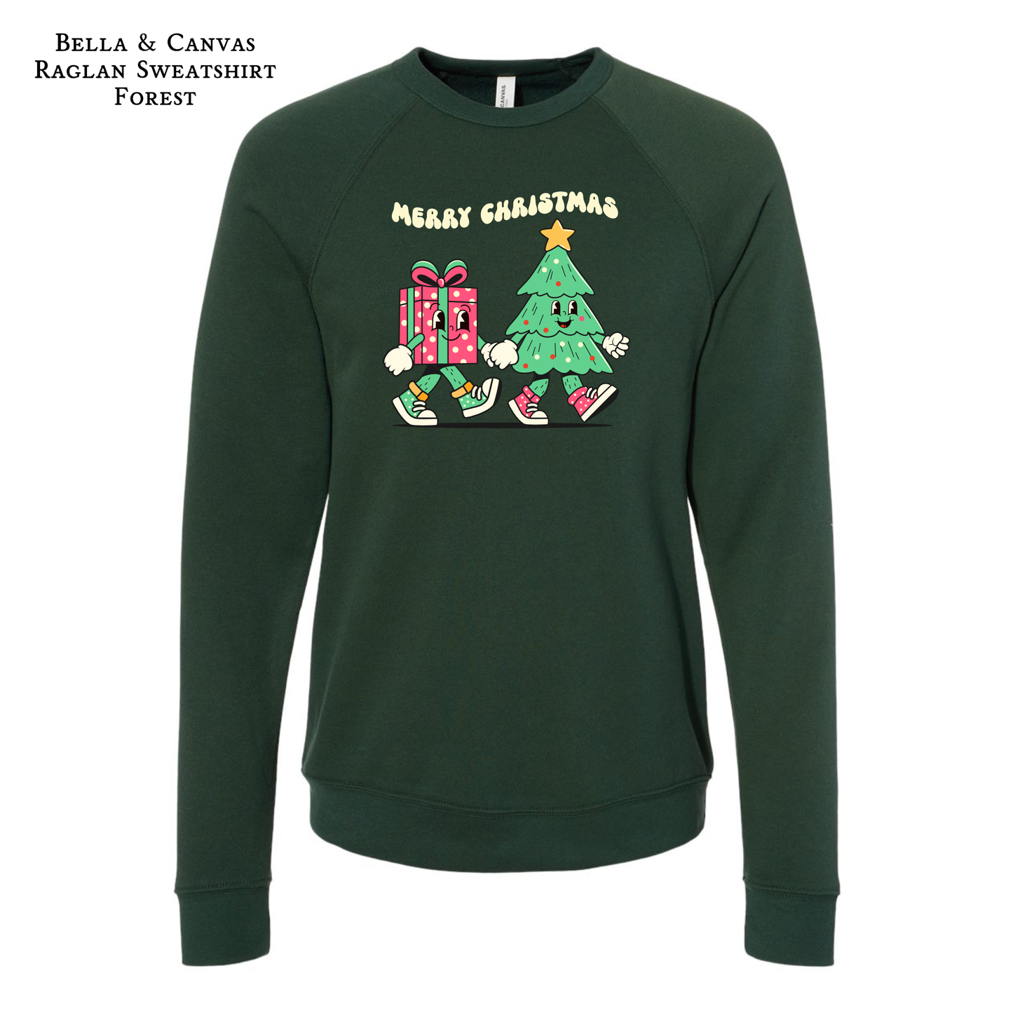 Retro Gift & Tree | Kawaii | Raglan Sweatshirt