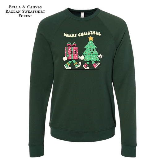 Retro Gift & Tree | Kawaii | Raglan Sweatshirt