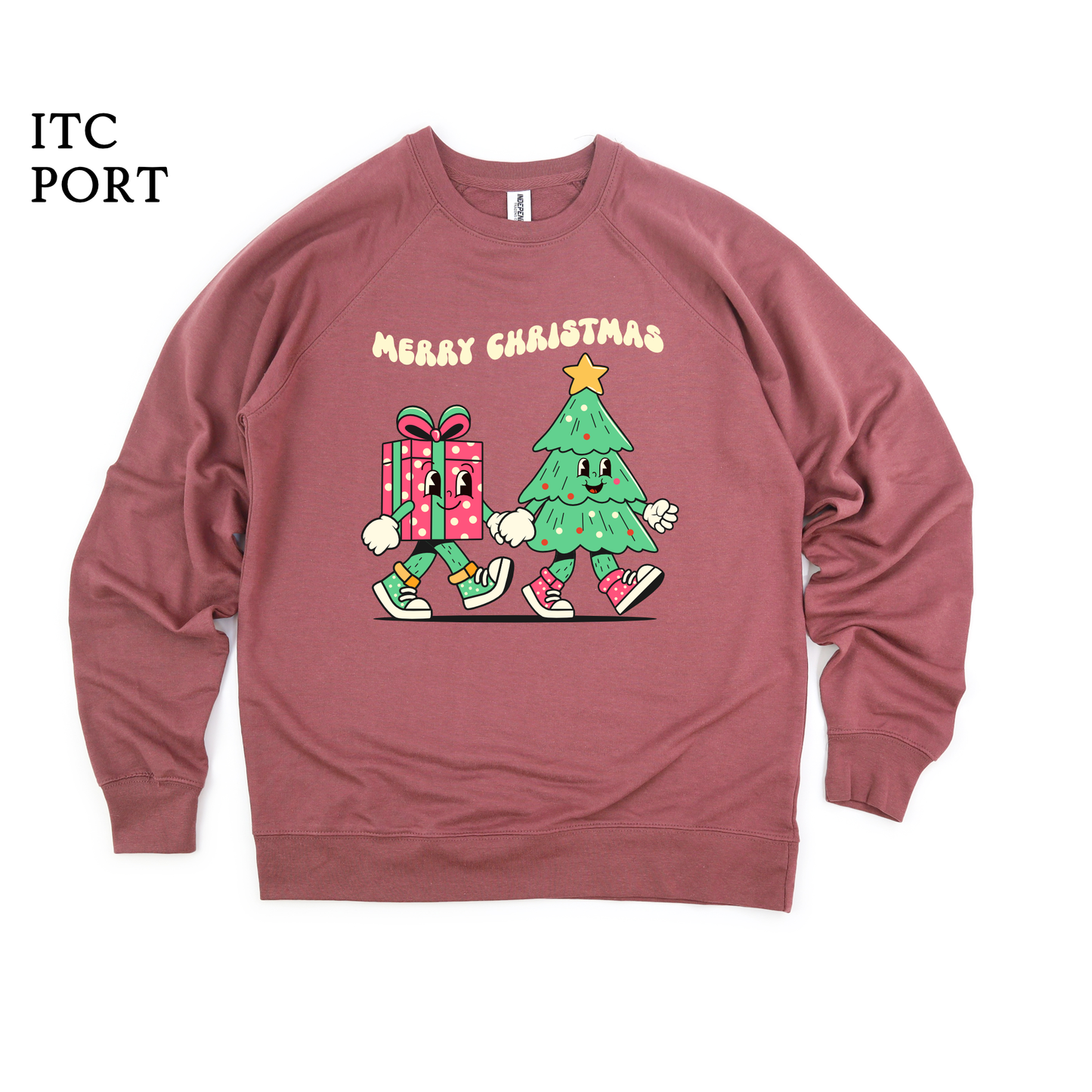 Retro Gift & Tree | Kawaii | Raglan Sweatshirt
