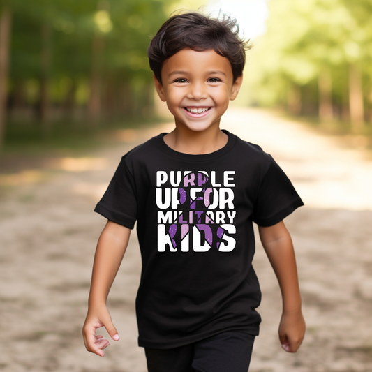 purple ribbon military child youth shirt